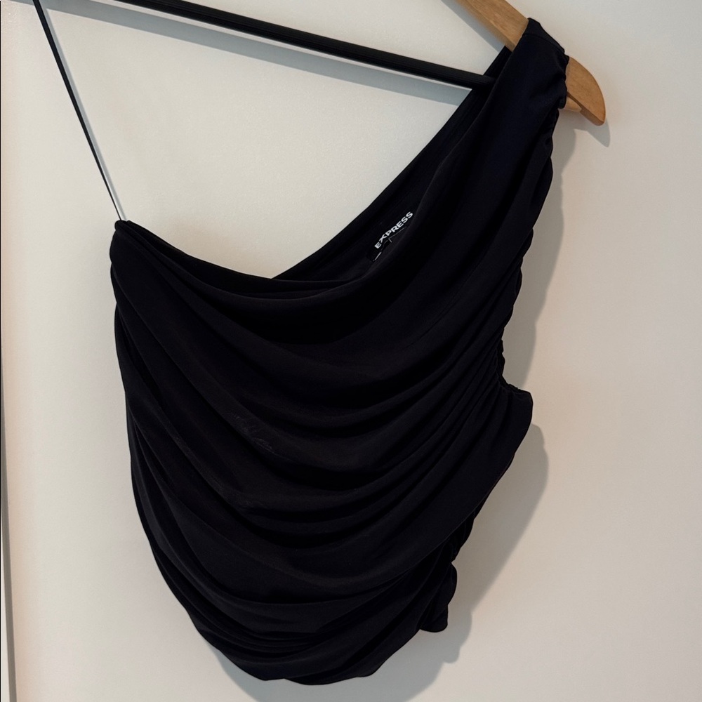 Express One Shoulder Draped Crop Top